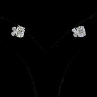 14K White Gold Mixed Shape Stud Earrings with Cushion, Round, and Pear Cut Lab Diamonds - 2.86 Carat Total Weight - Covaloro Fine Jewelry