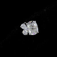 14K White Gold Mixed Shape Stud Earrings with Cushion, Round, and Pear Cut Lab Diamonds - 2.86 Carat Total Weight - Covaloro Fine Jewelry