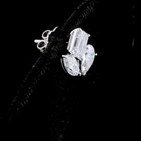 14K White Gold Mixed Shape Stud Earrings with Emerald Cut, Marquise, and Pear Lab Diamonds - 3.00 Carats Total Diamond Weight - Covaloro Fine Jewelry