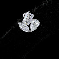 14K White Gold Mixed Shape Stud Earrings with Emerald Cut, Marquise, and Pear Lab Diamonds - 3.00 Carats Total Diamond Weight - Covaloro Fine Jewelry