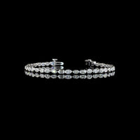 14K White Gold Mixed Shape Tennis Bracelet with Bezel Set Emerald, Marquise, and Oval Lab Diamonds - 2.46 Carat Total Weight - Covaloro Fine Jewelry