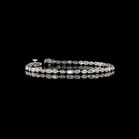 14K White Gold Mixed Shape Tennis Bracelet with Bezel Set Emerald, Marquise, and Oval Lab Diamonds - 2.65 Carat Total Weight - Covaloro Fine Jewelry
