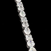 14K White Gold Mixed Shape Tennis Bracelet with Bezel Set Emerald, Marquise, and Oval Lab Diamonds - 7.83 Carats Total Diamond Weight - Covaloro Fine Jewelry