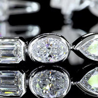 14K White Gold Mixed Shape Tennis Bracelet with Bezel Set Lab Diamonds - 8.45 Total Carat Weight - Covaloro Fine Jewelry