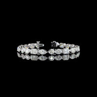 14K White Gold Mixed Shape Tennis Bracelet with Bezel Set Marquise, Emerald, and Oval Lab Diamonds - 10.30 Carats Total Diamond Weight - Covaloro Fine Jewelry
