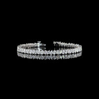 14K White Gold Mixed Shape Tennis Bracelet with Emerald, Oval, Marquise, and Pear Lab Diamonds - 6.17 Carat Total Weight - Covaloro Fine Jewelry