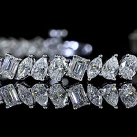 14K White Gold Mixed Shape Tennis Bracelet with Emerald, Oval, Marquise, and Pear Lab Diamonds - 6.17 Carat Total Weight - Covaloro Fine Jewelry
