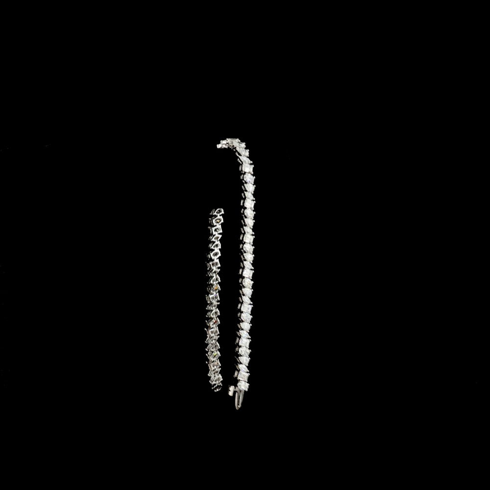 14K White Gold Mixed Shape Tennis Bracelet with Emerald, Oval, Marquise, and Pear Lab Diamonds - 6.17 Carat Total Weight - Covaloro Fine Jewelry