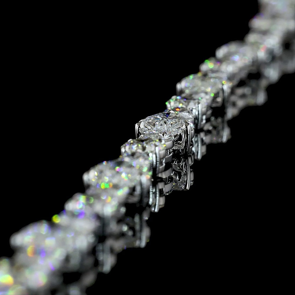 14K White Gold Mixed Shape Tennis Bracelet with Heart, Brilliant, and Marquise Cut Lab Diamonds - 9.89 Carat Total Weight - Covaloro Fine Jewelry