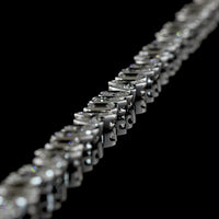 14K White Gold Mixed Shape Tennis Bracelet with Inclined Bezel Set Lab Diamonds (Emerald, Oval, Heart, Pear) - 5.56 Carats Total Diamond Weight - Covaloro Fine Jewelry