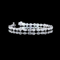 14K White Gold Mixed Shape Tennis Bracelet with Marquise, Emerald, and Round Lab Diamonds - 4.69 Carats Total Diamond Weight - Covaloro Fine Jewelry