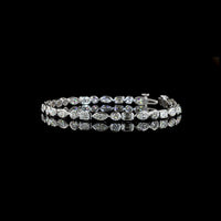 14K White Gold Mixed Shape Tennis Bracelet with Marquise, Round Brilliant, and Emerald Cut Lab Diamonds - 5.66 Carat Total Weight - Covaloro Fine Jewelry
