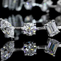 14K White Gold Mixed Shape Tennis Bracelet with Oval, Pear, Marquise, Emerald & Brilliant Lab Diamonds - 7.30 Carats Total Diamond Weight - Covaloro Fine Jewelry