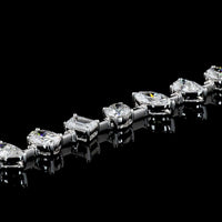 14K White Gold Mixed Shape Tennis Bracelet with Oval, Pear, Marquise, Emerald & Brilliant Lab Diamonds - 7.30 Carats Total Diamond Weight - Covaloro Fine Jewelry