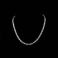 14K White Gold Mixed Shape Tennis Necklace with Heart, Oval, Emerald & Pear Cut Lab Diamonds - 18.77 Carats Total Diamond Weight - Covaloro Fine Jewelry