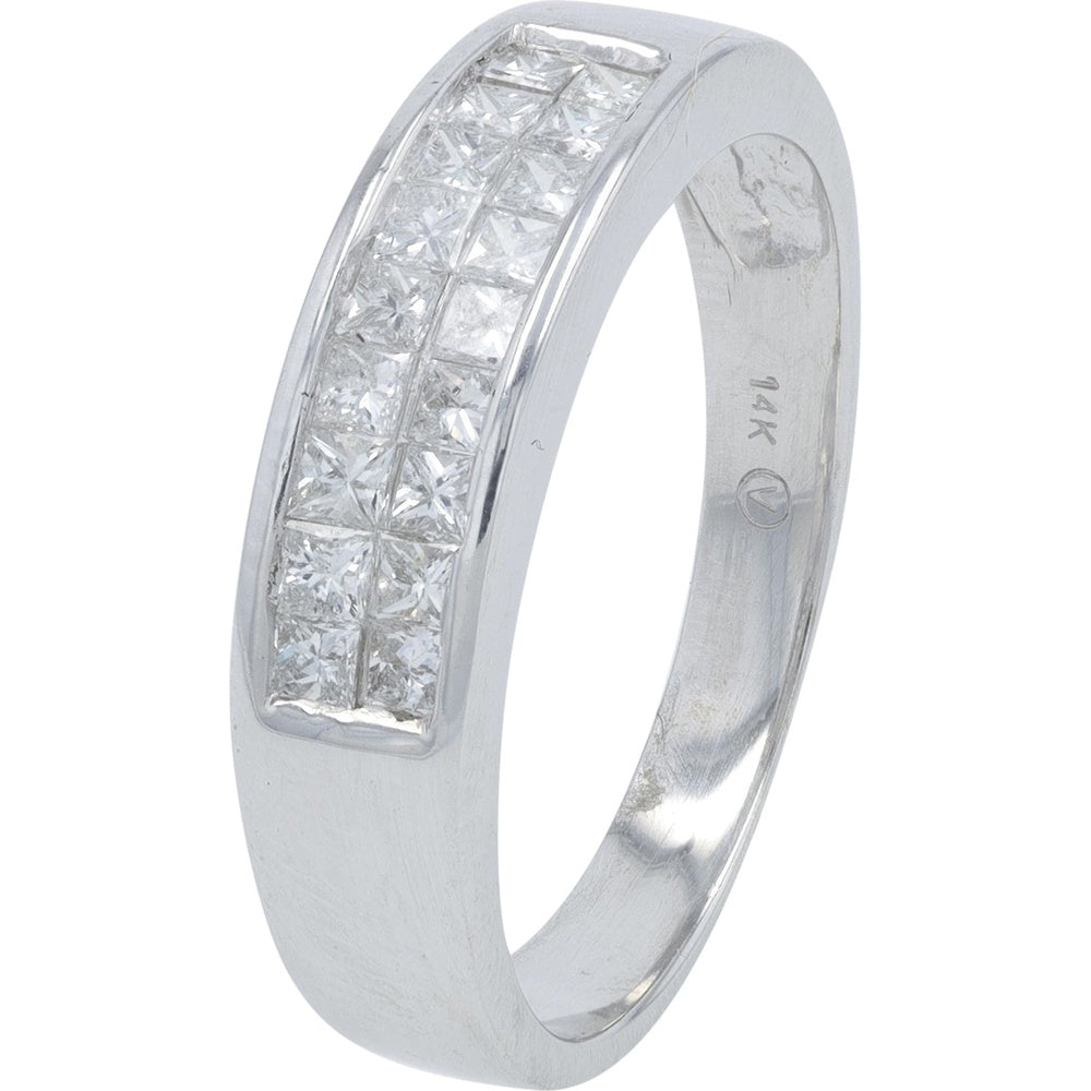 14K White Gold Modern Channel-Set Band with Princess-Cut Diamonds - 0.50 Carat Total Diamond Weight