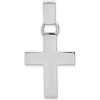14K White Gold Modern Cross Pendant - Polished Rhodium Plated Design by Oro Pregiato