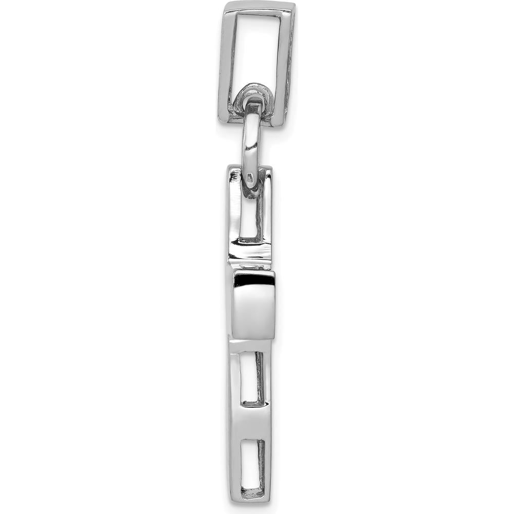 14K White Gold Modern Cross Pendant - Polished Rhodium Plated Design by Oro Pregiato