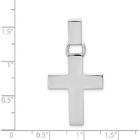 14K White Gold Modern Cross Pendant - Polished Rhodium Plated Design by Oro Pregiato