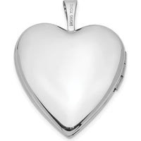 14K White Gold "Mom" Script Heart Locket with Rhodium Plating - 20mm Pendant by Monteluci Fine Jewelry