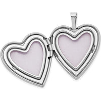 14K White Gold "Mom" Script Heart Locket with Rhodium Plating - 20mm Pendant by Monteluci Fine Jewelry