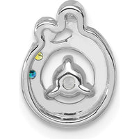 14K White Gold Mother and Child Birthstone Pendant with Diamond Accent - Semi-Mount Design by Oro Pregiato