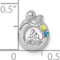 14K White Gold Mother and Child Birthstone Pendant with Diamond Accent - Semi-Mount Design by Oro Pregiato