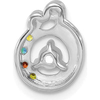14K White Gold Mother and Child Pendant with Diamond and 4 Birthstones - Personalized Family Jewelry by Oro Pregiato
