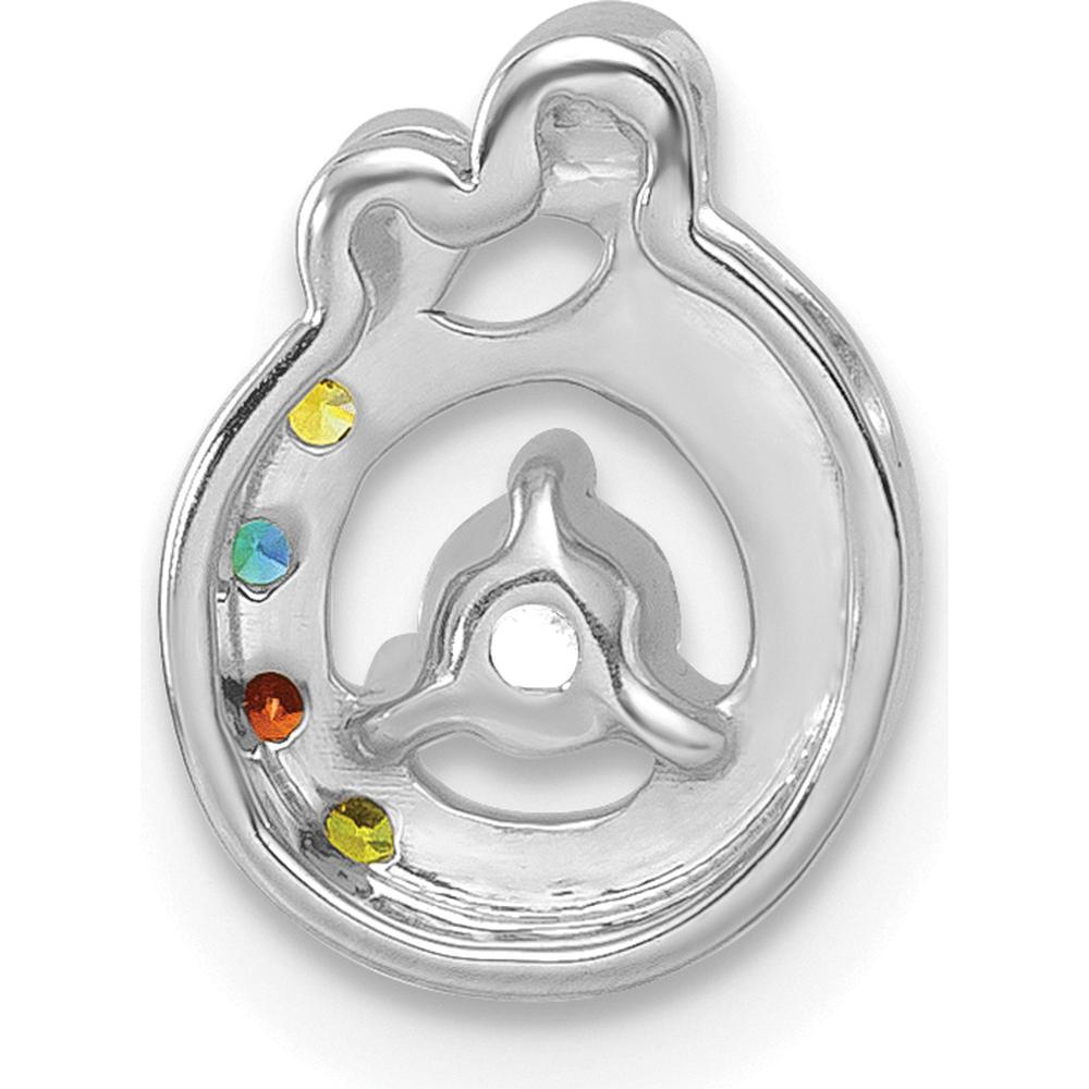 14K White Gold Mother and Child Pendant with Diamond and 4 Birthstones - Personalized Family Jewelry by Oro Pregiato