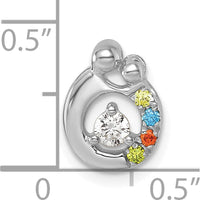 14K White Gold Mother and Child Pendant with Diamond and 4 Birthstones - Personalized Family Jewelry by Oro Pregiato