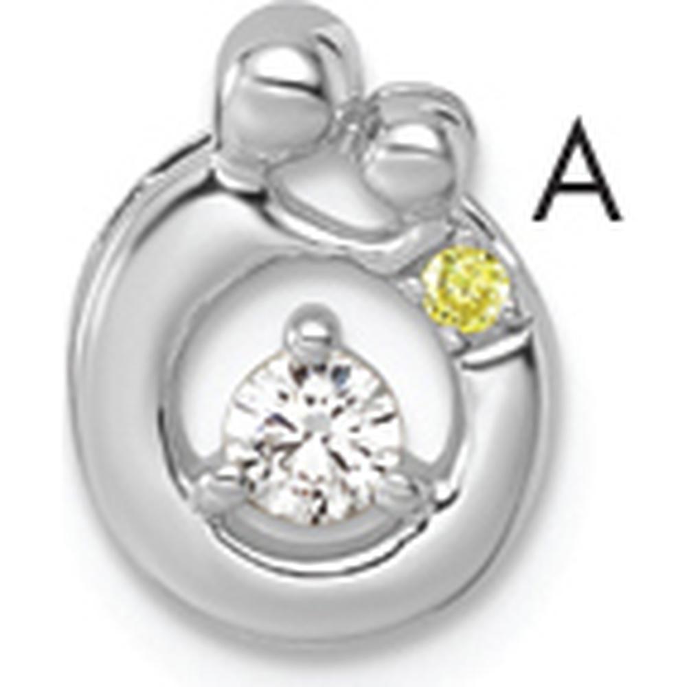 14K White Gold Mother and Child Pendant with Diamond and Birthstone - Customizable Semi-Mount Design by Oro Pregiato