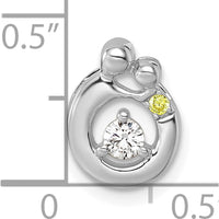 14K White Gold Mother and Child Pendant with Diamond and Birthstone - Customizable Semi-Mount Design by Oro Pregiato