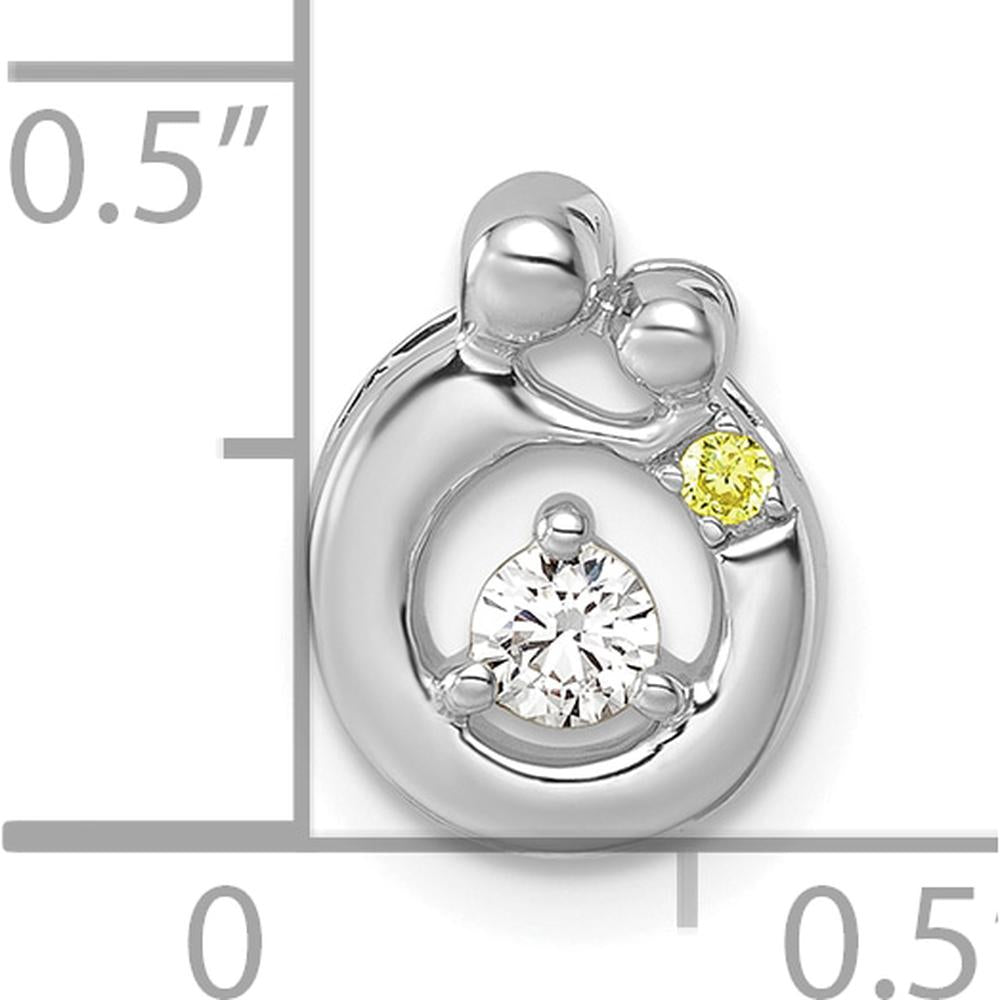 14K White Gold Mother and Child Pendant with Diamond and Birthstone - Customizable Semi-Mount Design by Oro Pregiato