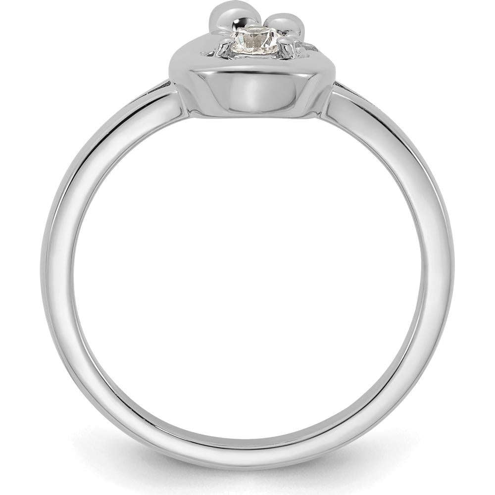 14K White Gold Mother & Child Ring with Bezel-Set Diamond and Personalized Birthstone Accent by 0