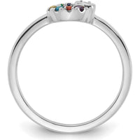 14K White Gold Mother's Birthstone Circle Ring with Diamond Heart Semi-Mount by 0
