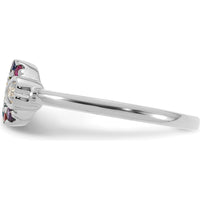 14K White Gold Mother's Birthstone Circle Ring with Diamond Heart Semi-Mount by 0