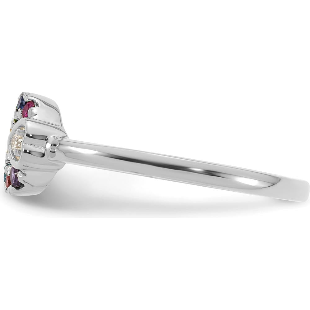 14K White Gold Mother's Birthstone Circle Ring with Diamond Heart Semi-Mount by 0