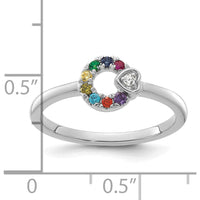 14K White Gold Mother's Birthstone Circle Ring with Diamond Heart Semi-Mount by 0