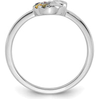 14K White Gold Mother's Circle Ring with Bezel-Set Diamond Heart Accent and Five Custom Round Birthstones by 0