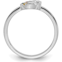 14K White Gold Mother's Circle Ring with Diamond-Set Heart and Four Custom Birthstones by 0