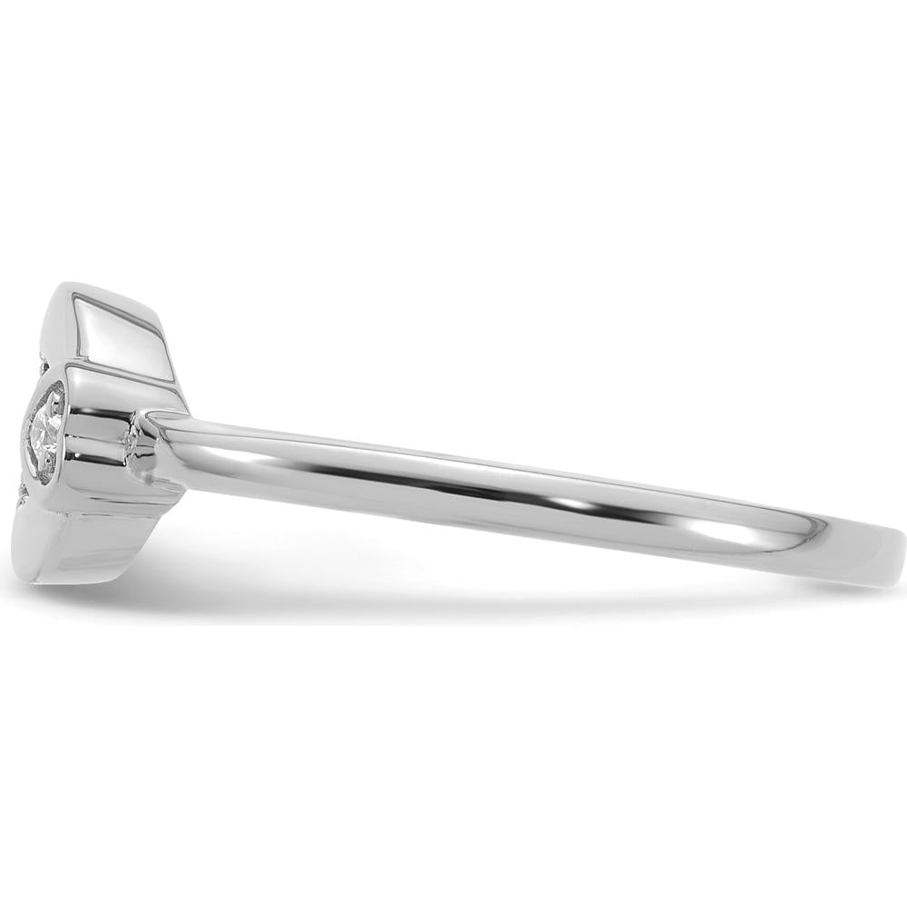 14K White Gold Mother's Circle Ring with Diamond-Set Heart and Four Custom Birthstones by 0