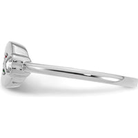 14K White Gold Mother's Circle Ring with Round Diamond Heart Accent and Multi-Birthstone Detailing by 0