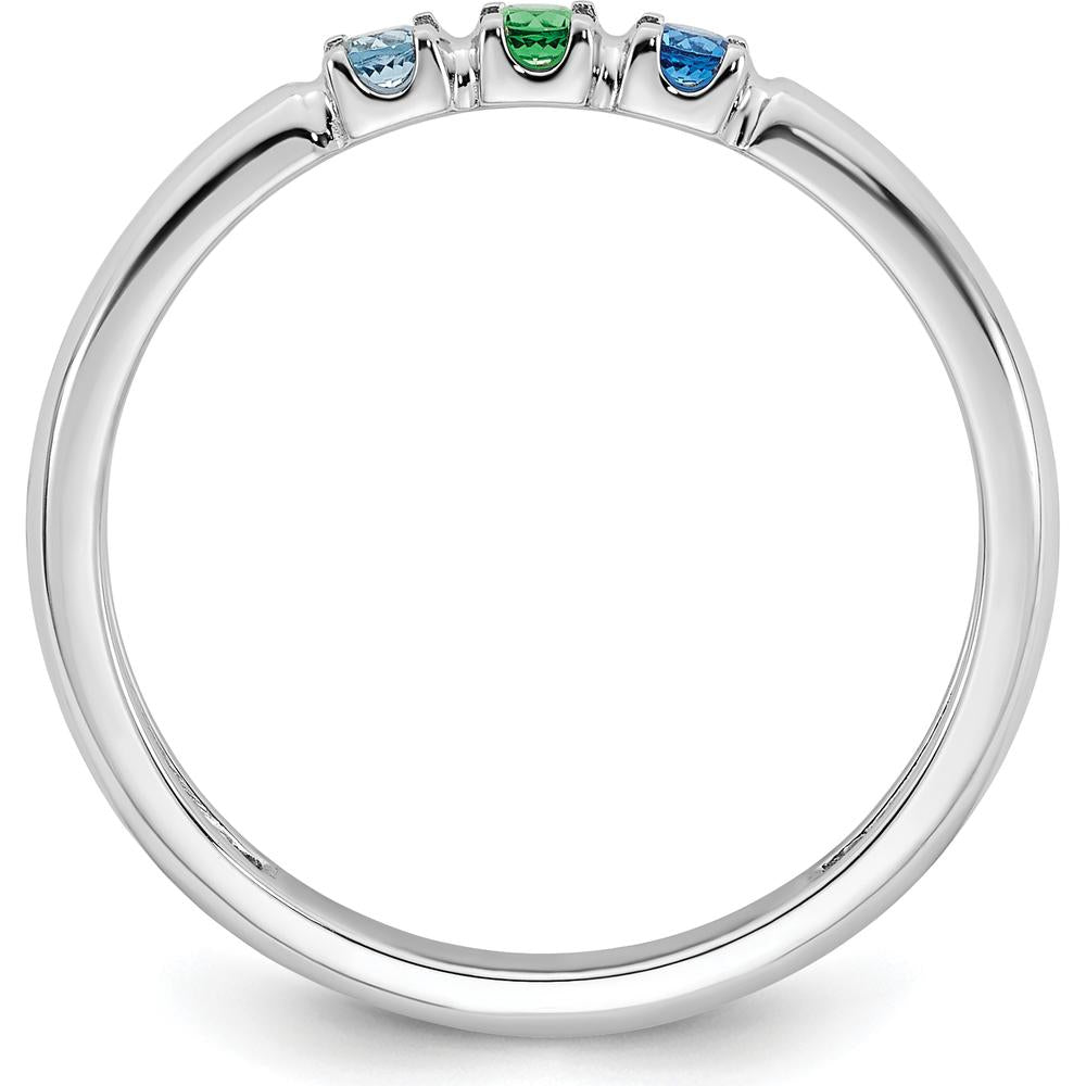 14K White Gold Mother's Ring Mounting with Prong Set Stones by Oro Pregiato