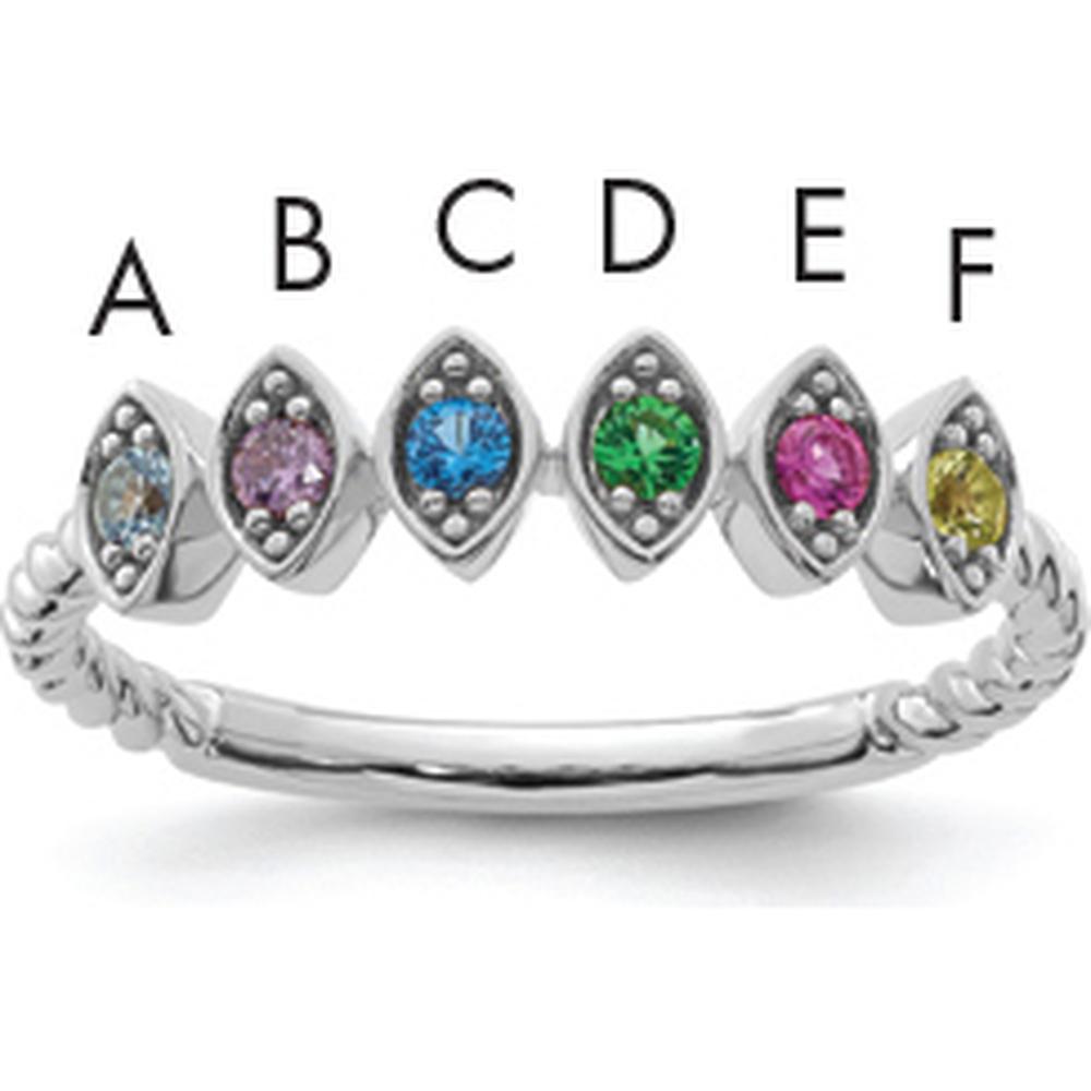 14K White Gold Mother's Ring with 6 Marquise Birthstones - Personalized Gemstone Ring by Oro Pregiato