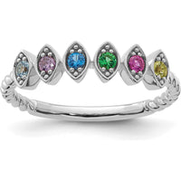 14K White Gold Mother's Ring with 6 Marquise Birthstones - Personalized Gemstone Ring by Oro Pregiato
