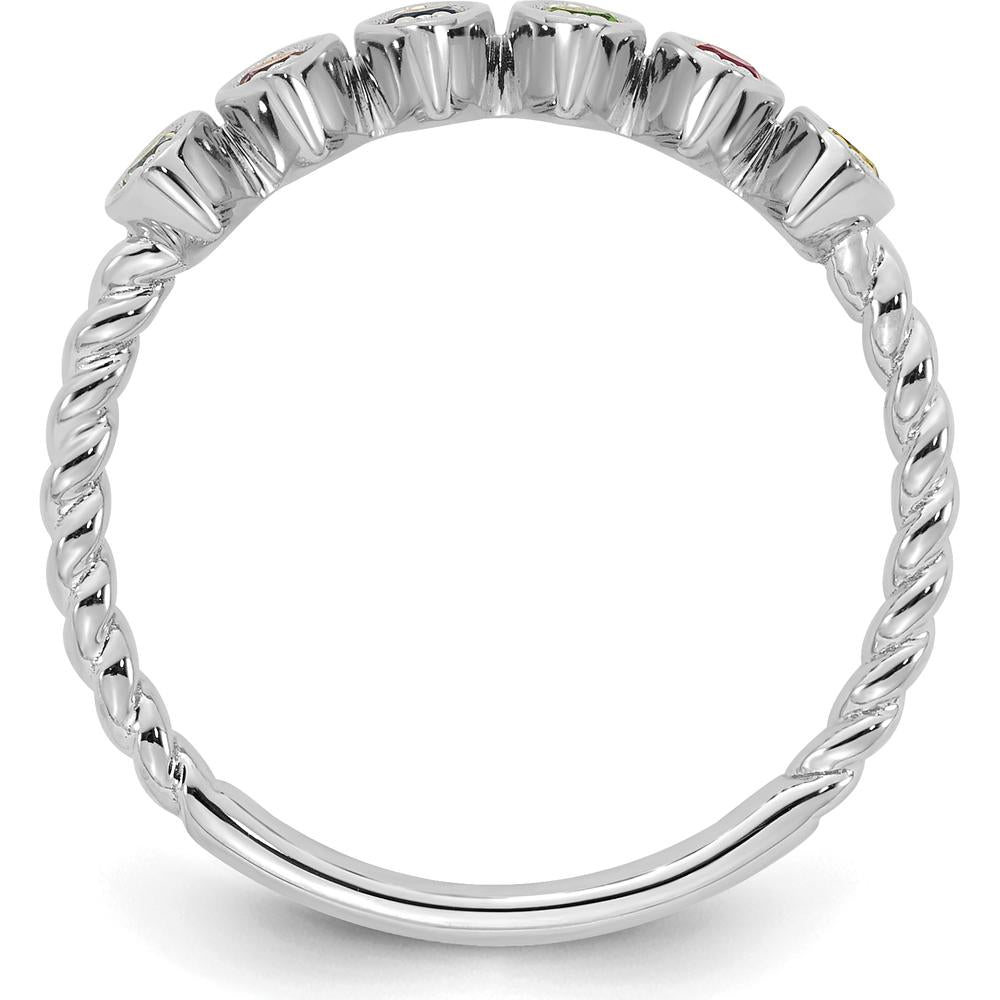 14K White Gold Mother's Ring with 6 Marquise Birthstones - Personalized Gemstone Ring by Oro Pregiato