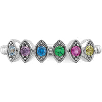 14K White Gold Mother's Ring with 6 Marquise Birthstones - Personalized Gemstone Ring by Oro Pregiato