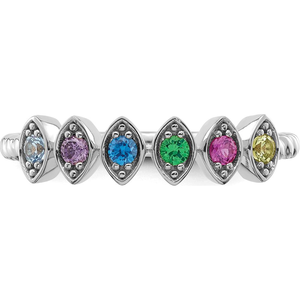 14K White Gold Mother's Ring with 6 Marquise Birthstones - Personalized Gemstone Ring by Oro Pregiato