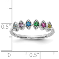 14K White Gold Mother's Ring with 6 Marquise Birthstones - Personalized Gemstone Ring by Oro Pregiato