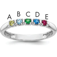 14K White Gold Mother's Ring with Prong Set Sapphire, Ruby, Emerald, Peridot, and Citrine Stones by Oro Pregiato